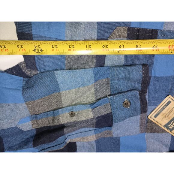Urban Pipeline-Blue/Black Plaid Long-Sleeve Button Up Flannel Shirt, Men XXL NWT - Picture 4 of 6